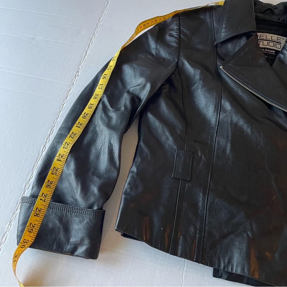 Wilsons Leather Pelle Studio Black Moto Jacket Vintage Y2K Quilt Lining 80’s - Picture 13 of 15